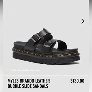 DR. MARTEN MYLES BRANDO LEATHER BUCKLE SLIDE SANDALS